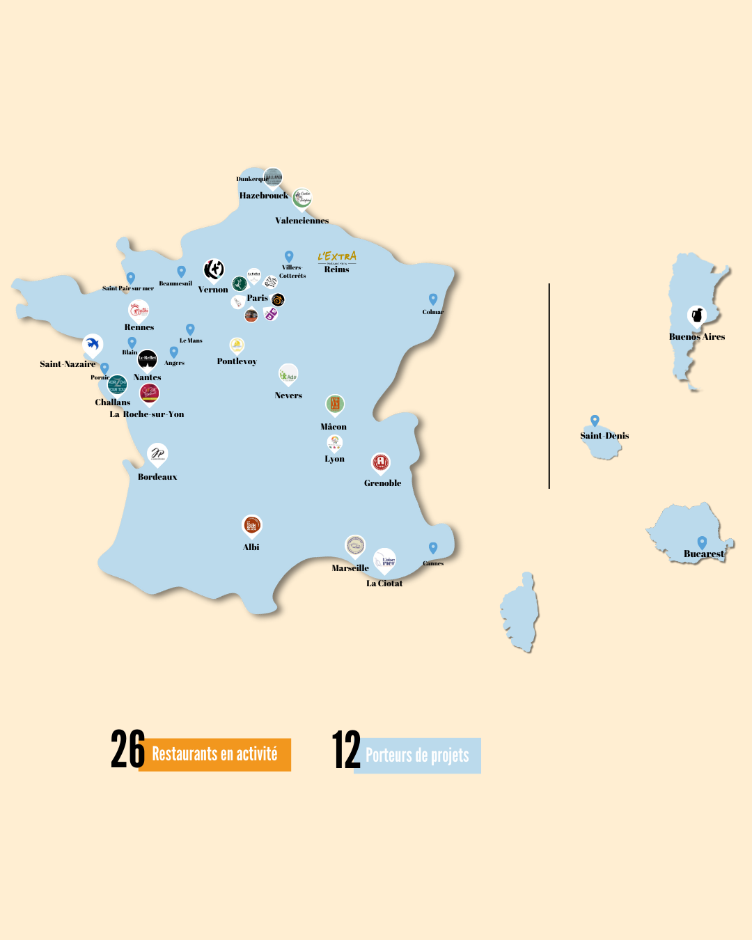 Carte de France des membres du collectif des Brigades extraordinaires(1)